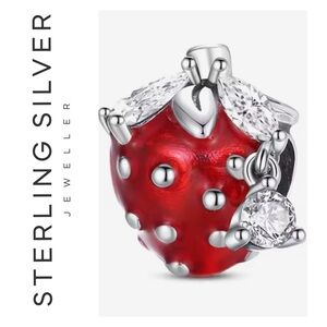 🌟 S925 Sterling Silver Strawberry Charm